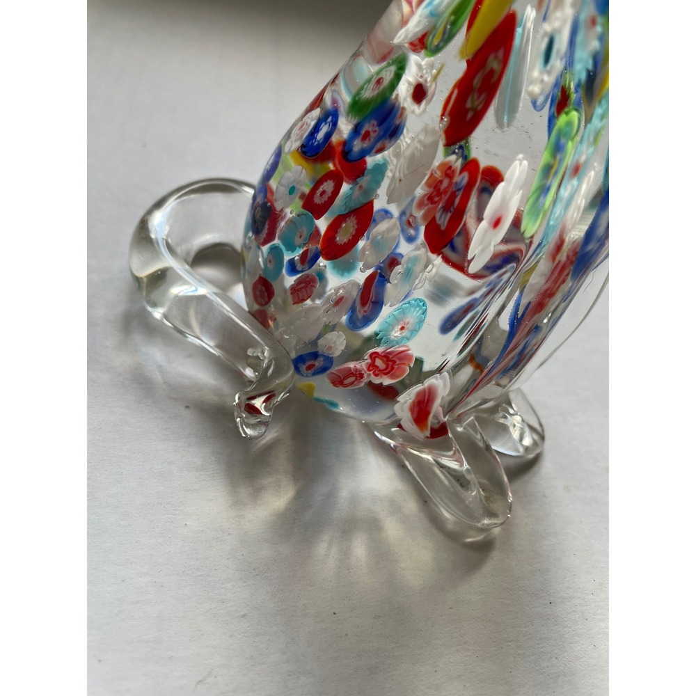Vintage Murano Glass Handmade Millefiori Cat Multicolor Glass Figurine - Picture 2 of 7